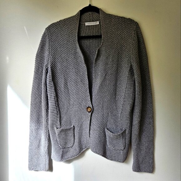 Fabiana Filippi Textured Knit Cardigan Women's Sz L Grey Cotton Designer Italy - Picture 1 of 9